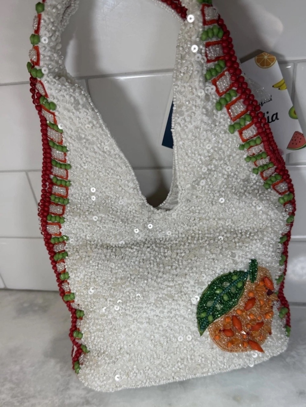 Aperol Spritz Cocktail Beaded Bag Viral TikTok New Release Handcrafted in India - Picture 5 of 5